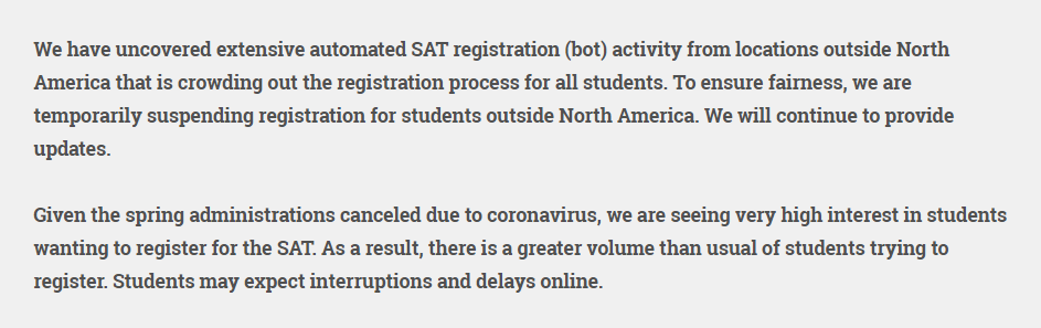 突发！SAT暂停部分地区报名注册？你急需知道这些要点