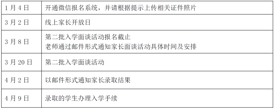上海市实验学校国际部2021级幼升小招生计划