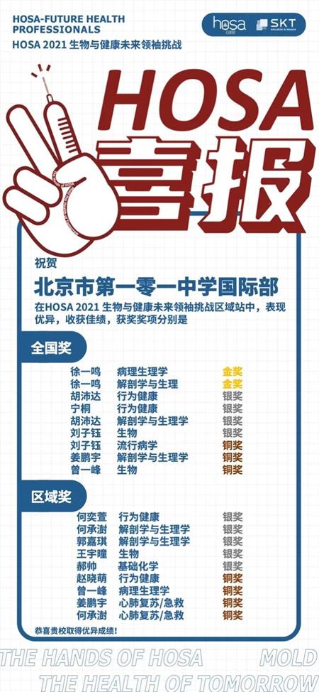 再获佳绩！北京一零一中学国际班HOSA赛场斩获多枚奖牌！