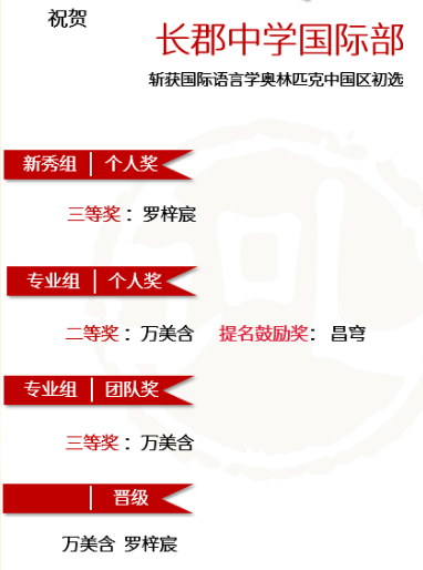 长沙市长郡中学国际部又双叒叕一波大赛获奖向你袭来！