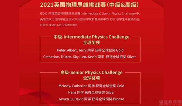 大连英领国际学校 ：优秀！英领学子再次斩获英国物理挑战赛全球大奖