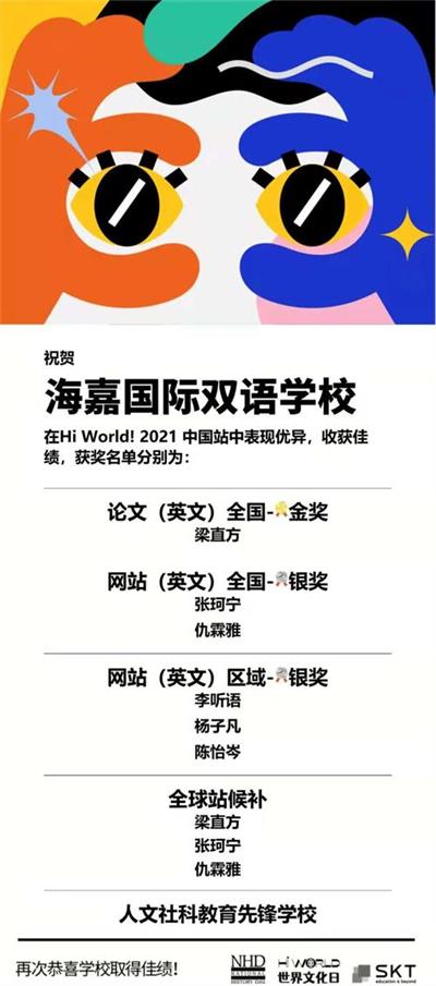 捷报 | 海嘉国际双语学校天津校区学子收获国内外赛事106个奖项