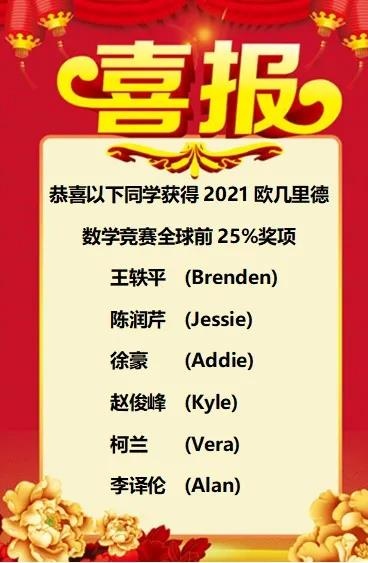 上海外国语大学附属双语学校高中国际数学竞赛捷报频传