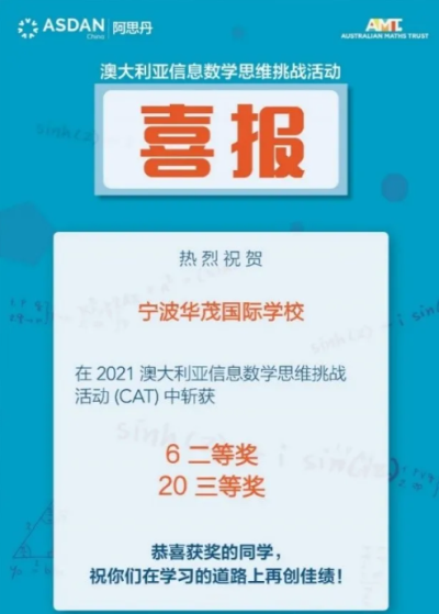 宁波华茂国际学校又一波竞赛获奖喜讯如花灿开！