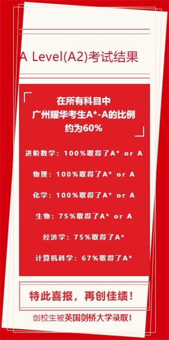 IGCSE和A Level放榜，广州耀华国际教育学校学子再创佳绩
