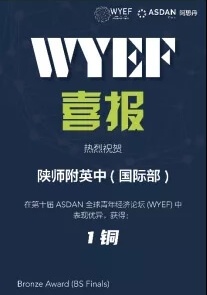 ASDAN模拟商赛全国总决赛陕西师大附中国际部代表队喜获铜奖