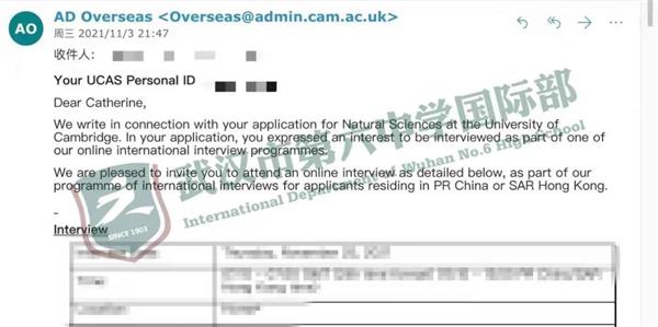 武汉市第六中学国际部剑桥大学面试OFFER重磅来袭！