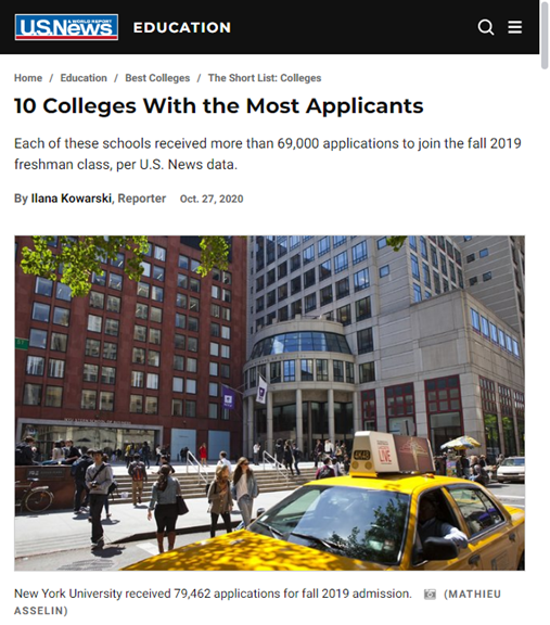 2020年，申请人数多的十所美国大学！