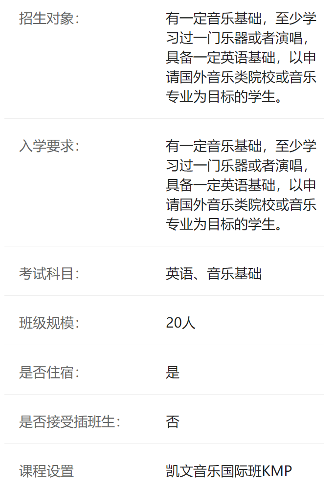 凯文国际音乐班介绍