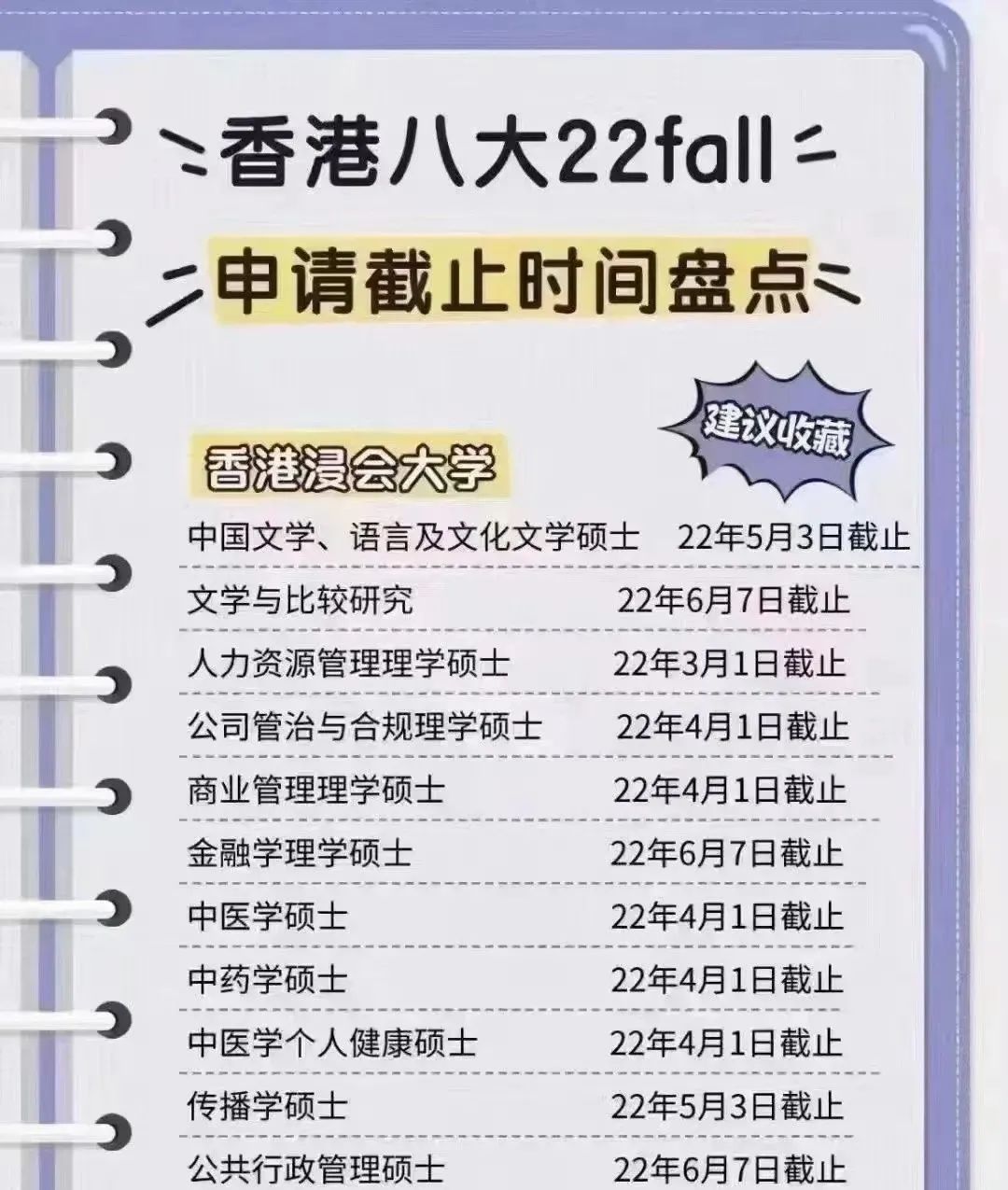 香港八大22fall申请截止时间！！