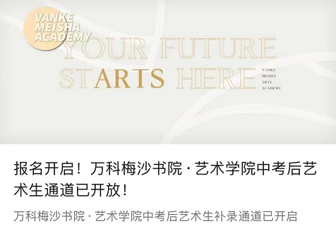 万科梅沙艺术生补录通道现已开启，招生末班车！                