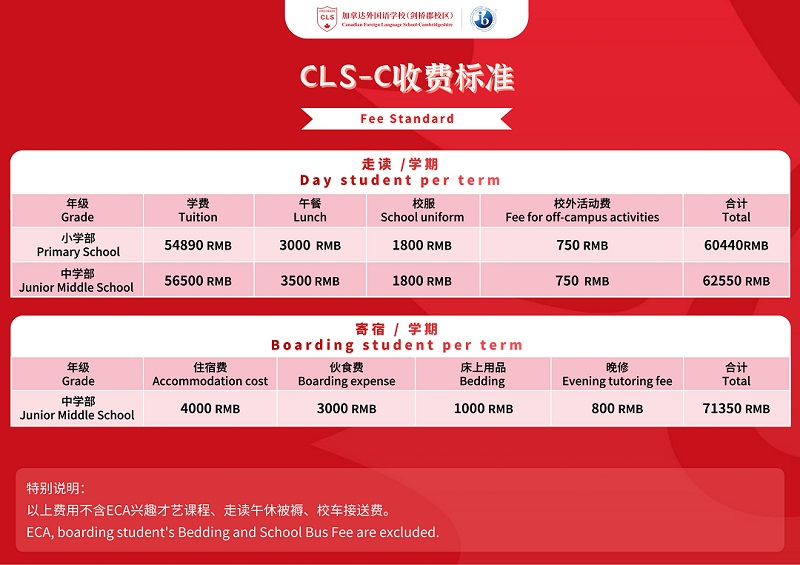 2022剑桥郡加拿达外国语学校收费怎样?
