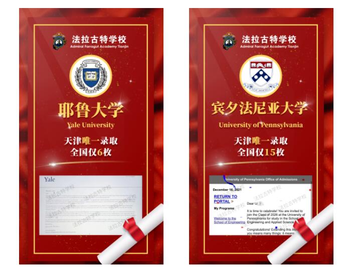 287封录取信，天津法拉古特学校官宣2022届毕业生录取情况! _ 美国法拉古特学校天津校区